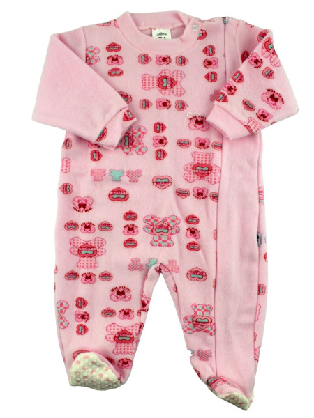 newborn baby pajamas in velour cotton blend. Warm Pyjamas. Colour pink, size 24-36 months Pink Size 24-36 months