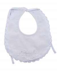 cotton newborn lucky bib. Colour white, one size