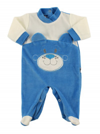 chenille baby footie with ears. Colour light blue, size 3-6 months