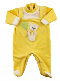 baby footie bear bow and balloon in chenille. Colour yellow, size 0-3 months