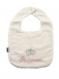baby cotton bib. prince and princess. Colour pink, one size