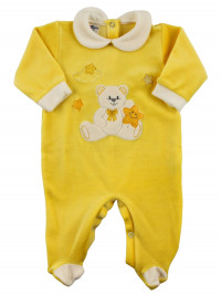 unisex chenille baby footie, baby star. Colour yellow, size 3-6 months