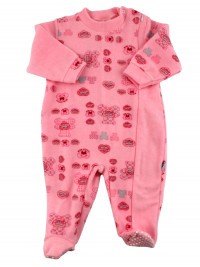 newborn baby pajamas in velour cotton blend. Warm Pyjamas. Colour fuchsia, size 9-12 months