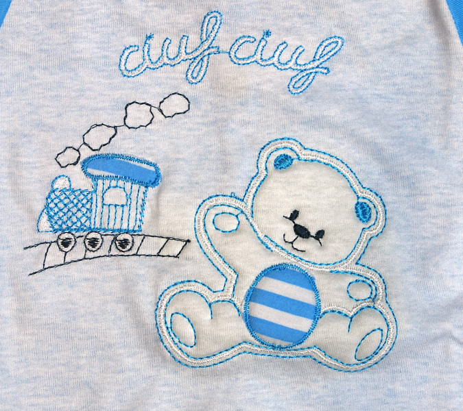 cotton baby footie. baby footie choo-choo. Colour turquoise, size 3-6 months 2