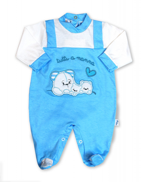 cotton baby footie all at bedtime. Colour turquoise, size 0-1 month Turquoise Size 0-1 month