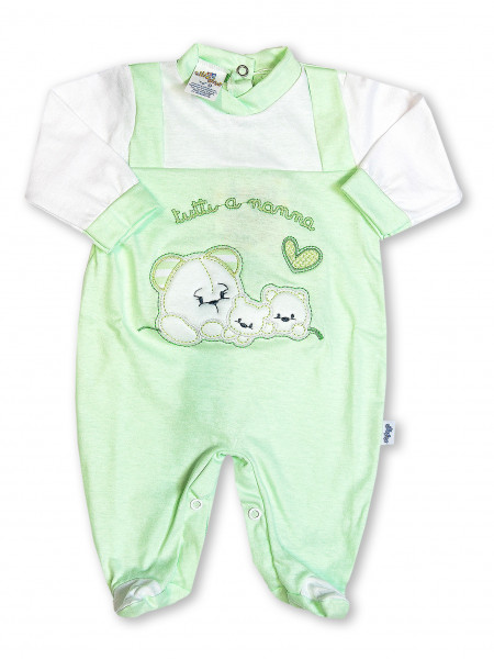 cotton baby footie all at bedtime. Colour pistacchio green, size 3-6 months