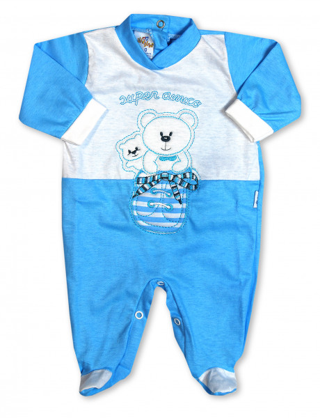 super friendly cotton baby footie in the shoe. Colour turquoise, size 3-6 months Turquoise Size 3-6 months