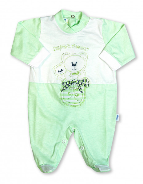 super friendly cotton baby footie in the shoe. Colour pistacchio green, size first days