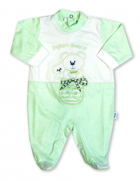 super friendly cotton baby footie in the shoe. Colour pistacchio green, size 3-6 months Pistacchio green Size 3-6 months