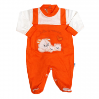 cotton baby footie all at bedtime. Colour orange, size first days