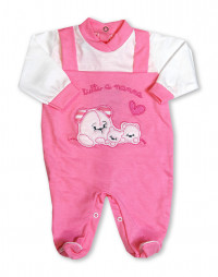 cotton baby footie all at bedtime. Colour coral pink, size 3-6 months