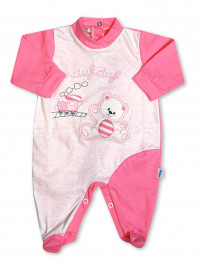 cotton baby footie. baby footie choo-choo. Colour coral pink, size 3-6 months