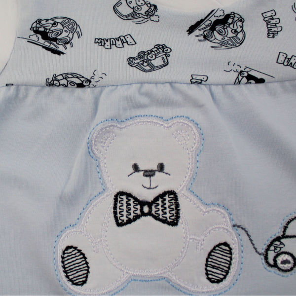 romper baby bear-stretchy cotton baby carrier. Colour light blue, size 0-3 months 3