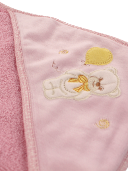Baby bear triangle bathrobe with balloon. Colour pink, one size 2