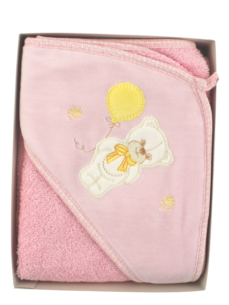 Baby bear triangle bathrobe with balloon. Colour pink, one size 3
