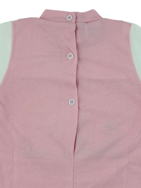 Baby footie baby bear plays in cotton garden. Colour pink, size 6-9 months 3