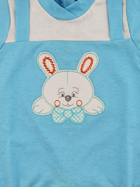romper cotton bunny with bow. Colour turquoise, size 0-3 months 2