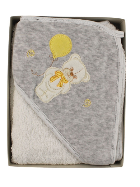 Baby bear triangle bathrobe with balloon. Colour grey, one size 3