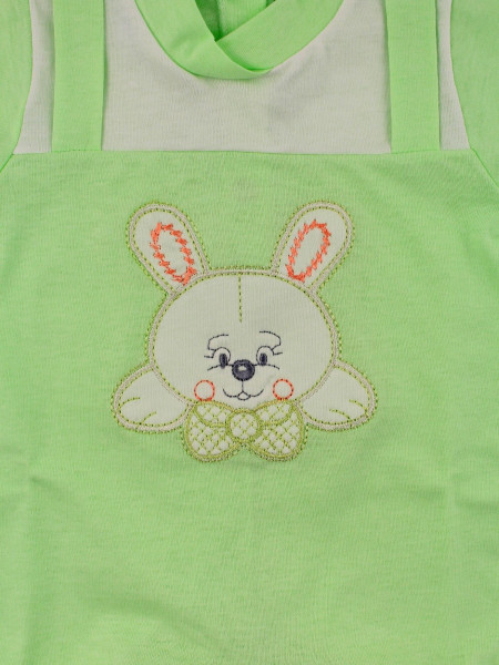 romper cotton bunny with bow. Colour pistacchio green, size 0-3 months 2