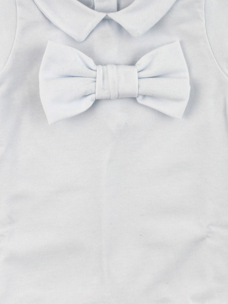 romper newborn bi-elastic cotton solid color with bow. Colour white, size 0-3 months 2
