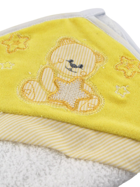 newborn baby bathrobe triangle bear among the stars. Colour yellow, one size 2