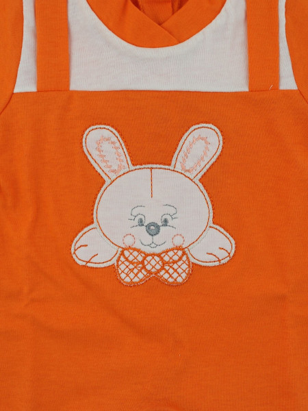 romper cotton bunny with bow. Colour orange, size 0-3 months 2