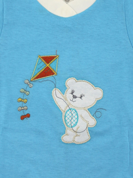Baby footie Baby bear with cotton kite. Colour turquoise, size 6-9 months 2