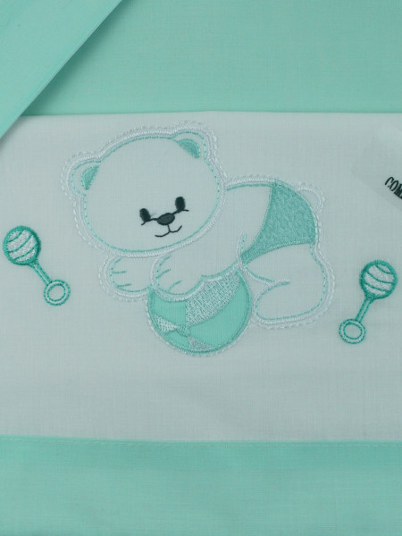 coordinated sheets for baby cot ball and rattles. Colour green, one size 2