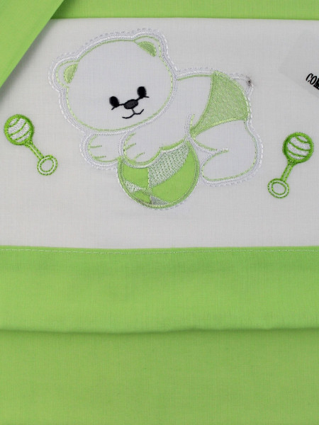coordinated sheets for baby cot ball and rattles. Colour pistacchio green, one size 2