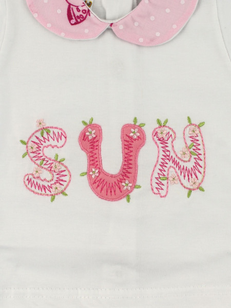 baby outfit sun 100% cotton. Colour coral pink, size 0-1 month 2