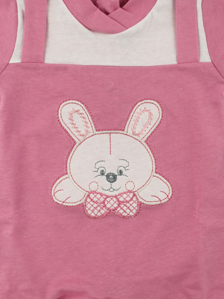 romper cotton bunny with bow. Colour fuchsia, size 0-3 months 2