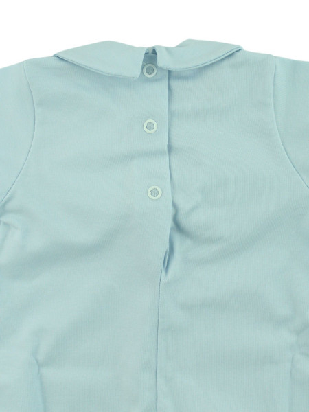 romper newborn bi-elastic cotton solid color with bow. Colour light blue, size 0-3 months 3