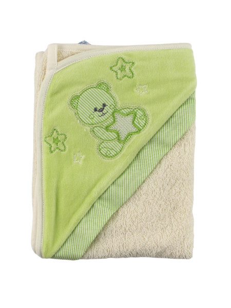 newborn baby bathrobe triangle bear among the stars. Colour pistacchio green, one size 3