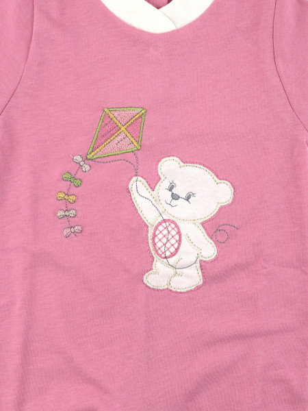 Baby footie Baby bear with cotton kite. Colour fuchsia, size 6-9 months 2