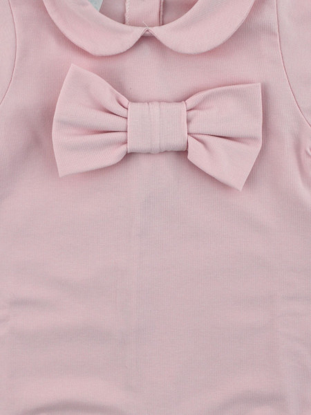 romper newborn bi-elastic cotton solid color with bow. Colour pink, size 0-3 months 2