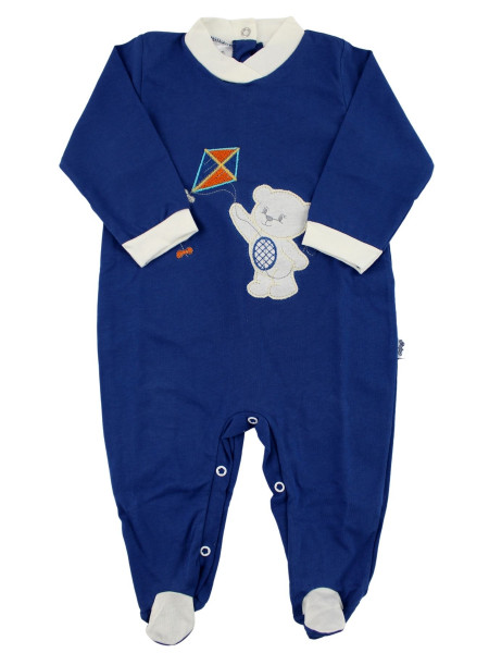 Baby footie Baby bear with cotton kite. Colour blue, size 6-9 months Blue Size 6-9 months