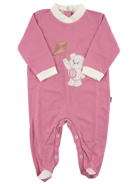 Baby footie Baby bear with cotton kite. Colour fuchsia, size 6-9 months Fuchsia Size 6-9 months
