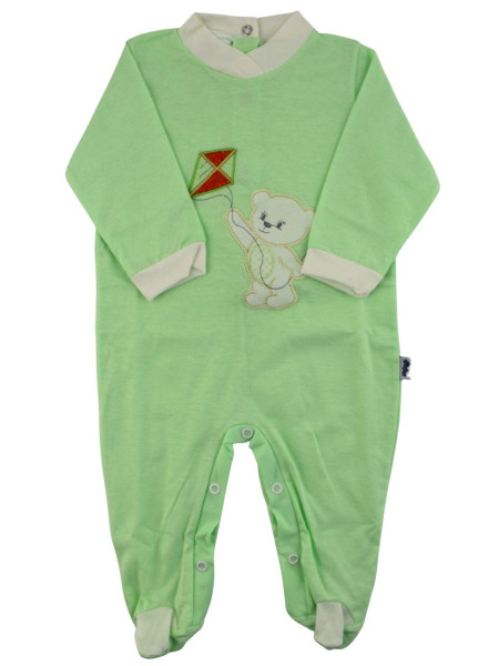 Baby footie Baby bear with cotton kite. Colour pistacchio green, size 6-9 months Pistacchio green Size 6-9 months