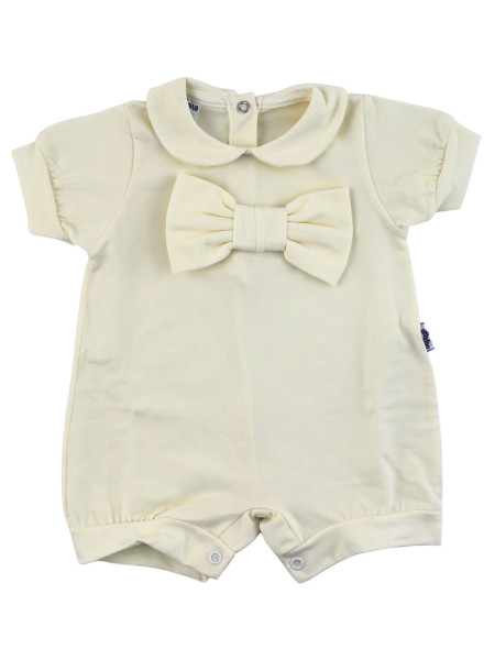 romper newborn bi-elastic cotton solid color with bow. Colour creamy white, size 0-3 months Creamy white Size 0-3 months