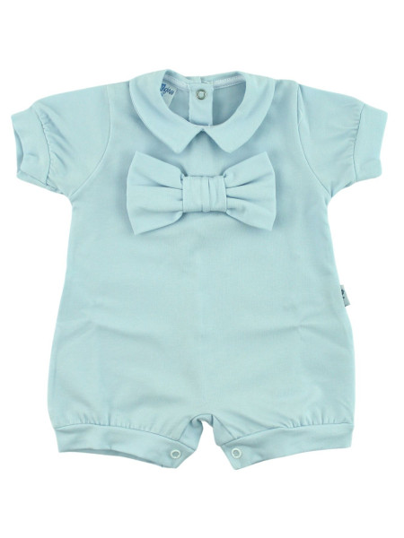 romper newborn bi-elastic cotton solid color with bow. Colour light blue, size 0-3 months Light blue Size 0-3 months