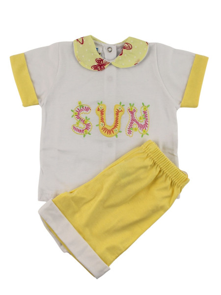 baby outfit sun 100% cotton. Colour yellow, size 1-3 months Yellow Size 1-3 months