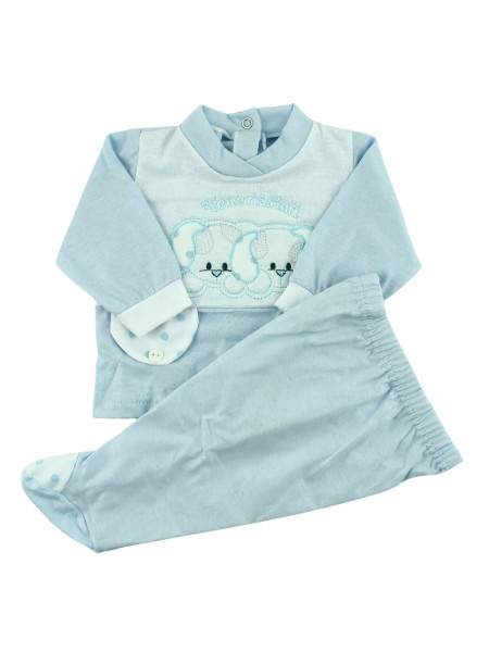 cotton baby outfit tender little faces. Colour light blue, size 6-9 months