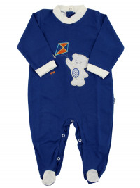 Baby footie Baby bear with cotton kite. Colour blue, size 6-9 months