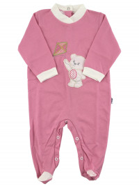 Baby footie Baby bear with cotton kite. Colour fuchsia, size 6-9 months