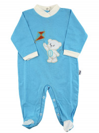 Baby footie Baby bear with cotton kite. Colour turquoise, size 6-9 months