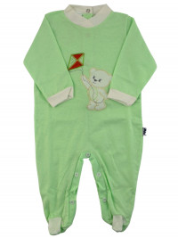 Baby footie Baby bear with cotton kite. Colour pistacchio green, size 6-9 months