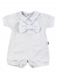 romper newborn bi-elastic cotton solid color with bow. Colour white, size 0-3 months