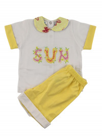 baby outfit sun 100% cotton. Colour yellow, size 0-1 month