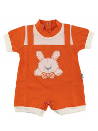 romper cotton bunny with bow. Colour orange, size 0-3 months