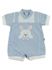 romper cotton bunny with bow. Colour light blue, size 0-3 months